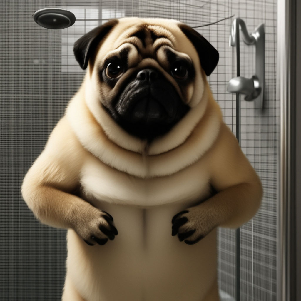 Rule 34, furry female pug, in the … — image created in Shedevrum