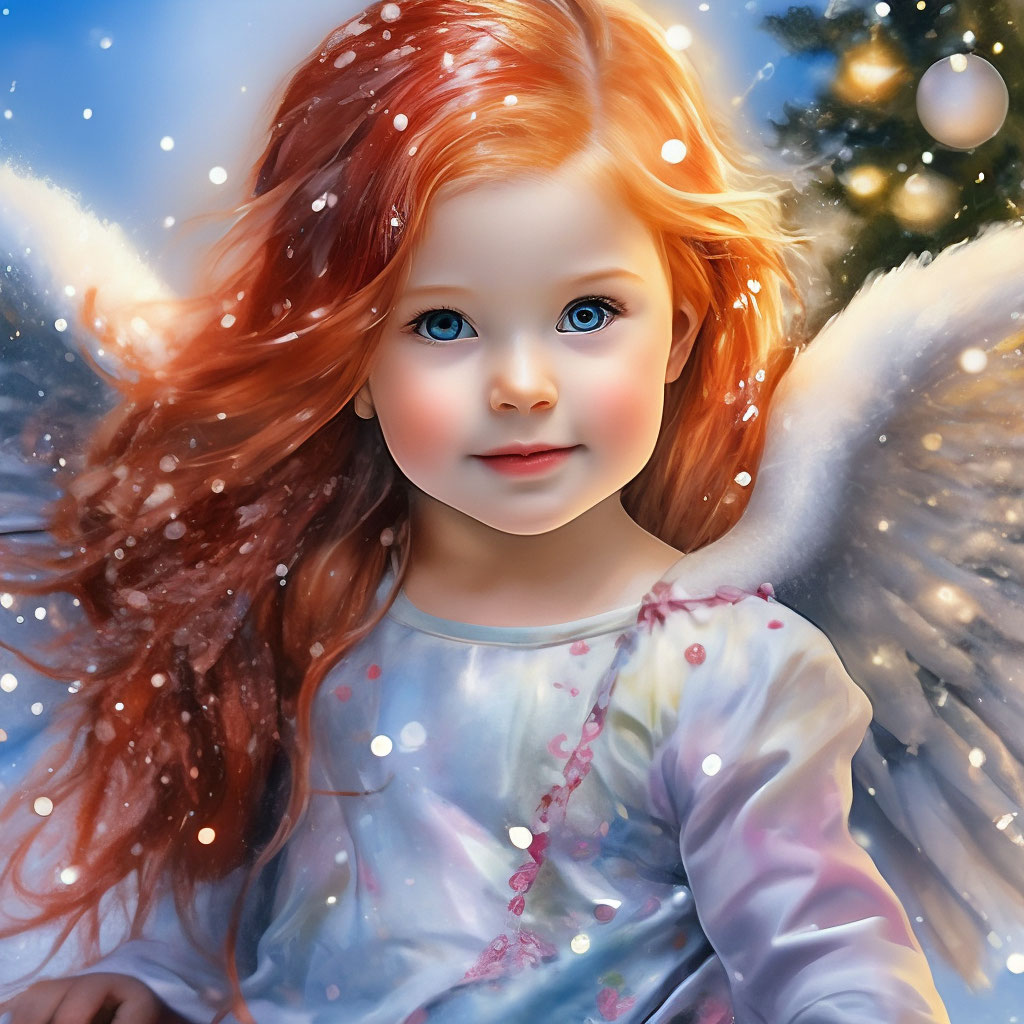 Малыш - ангел с крыльями с рыжими …» — создано в Шедевруме