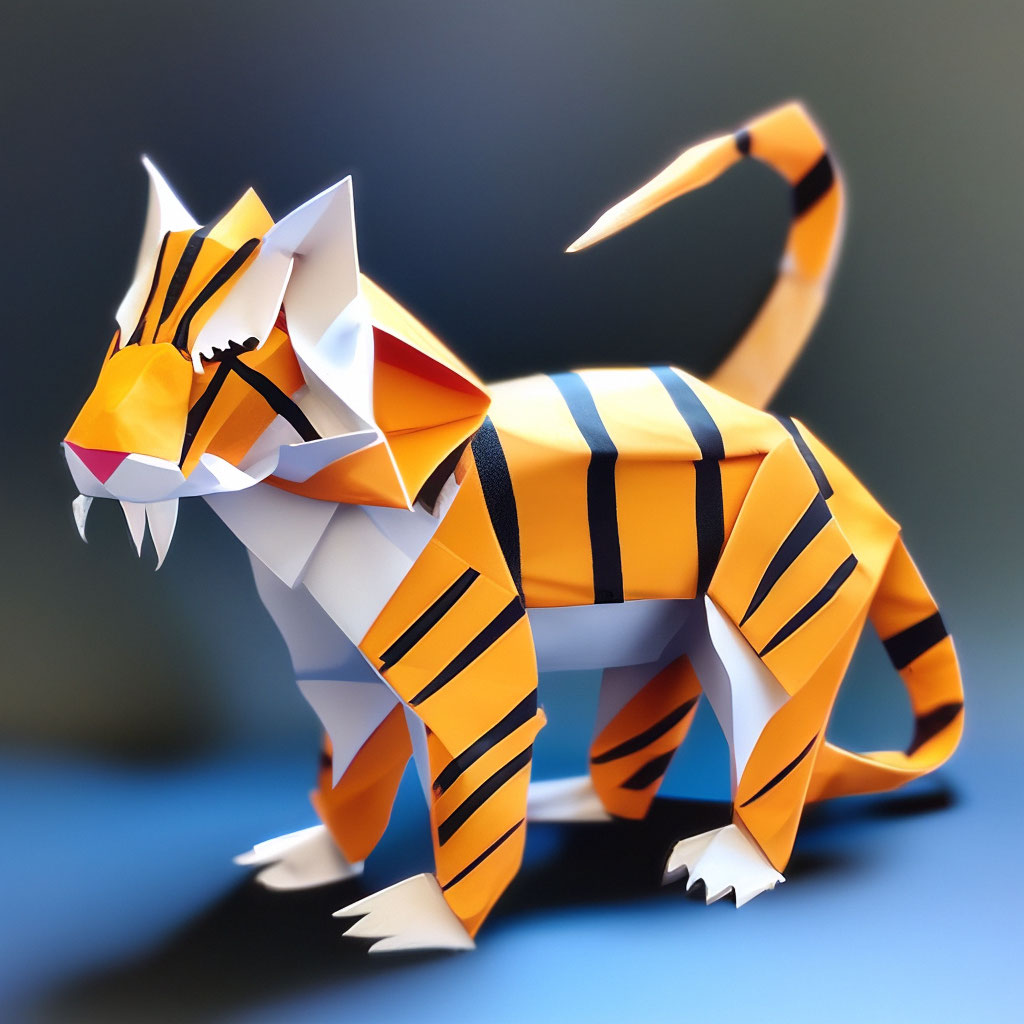 Копилка-оригами Тигр, черный с золотом