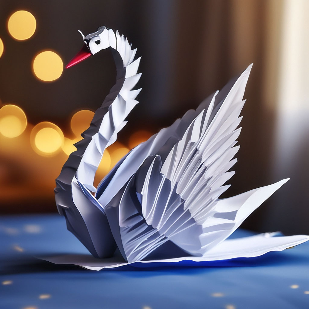 Оригами Лебедь из бумаги