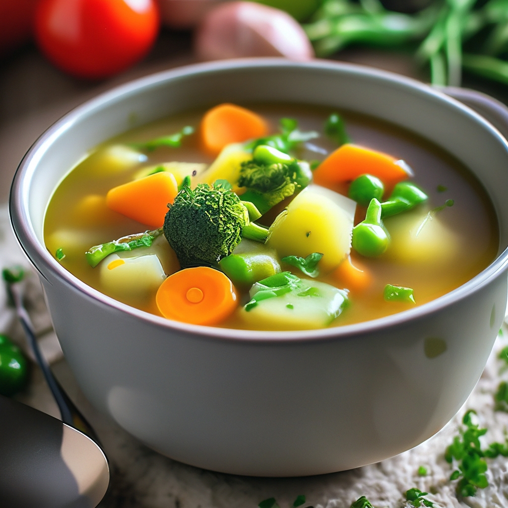 Суп с семгой, рисом, сельдереем и овощами