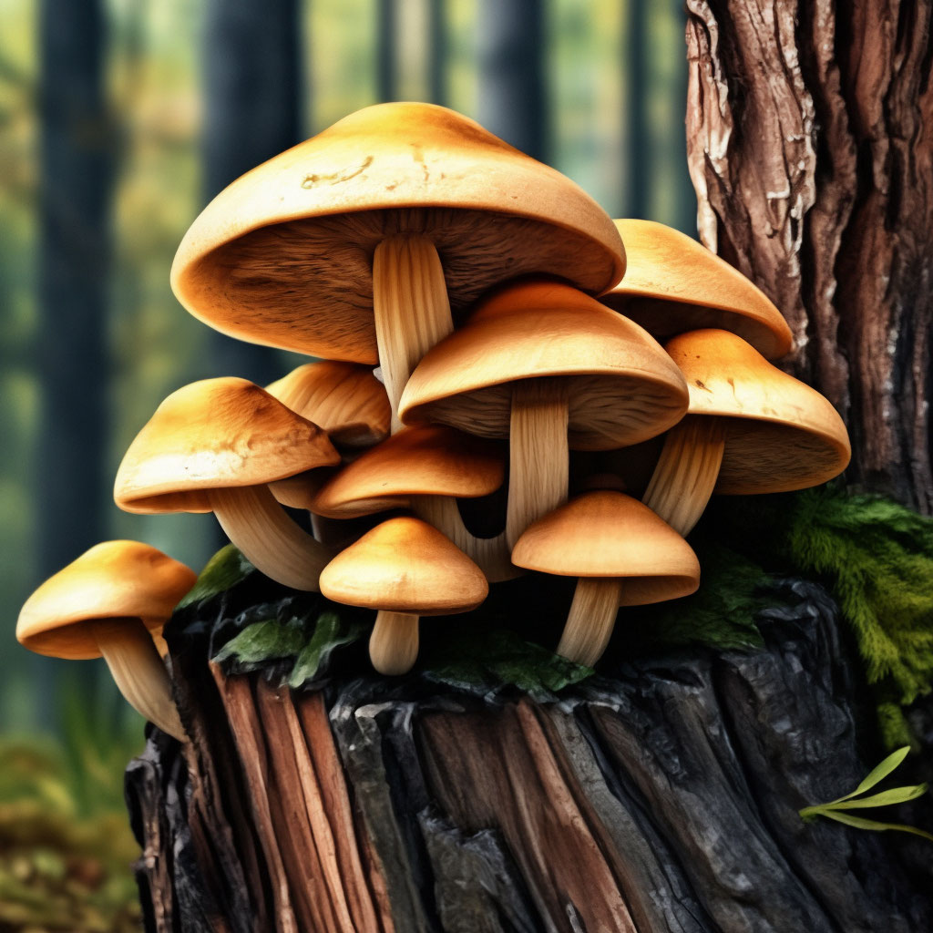 Раскраска опята грибы в лесу распечатать
