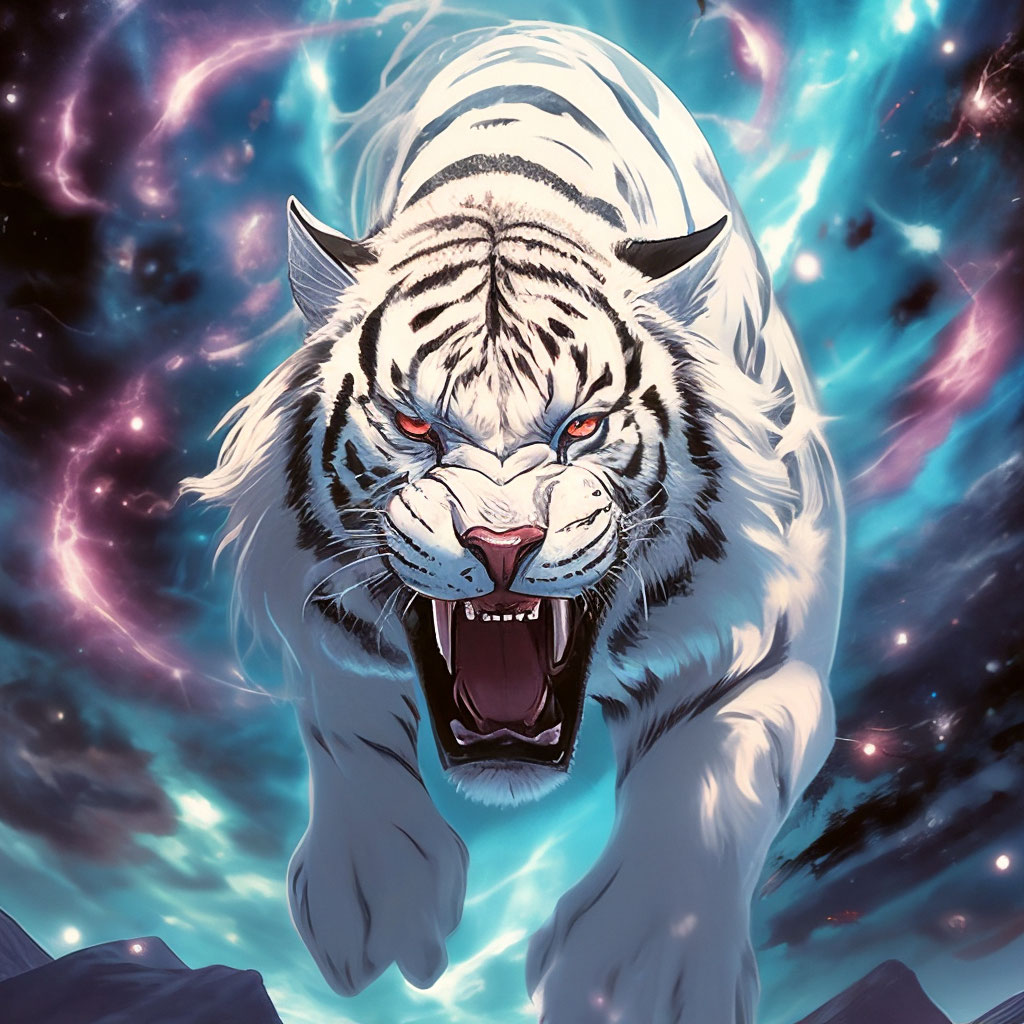 Альбинос тигр в ярости, не …» — создано в Шедевруме