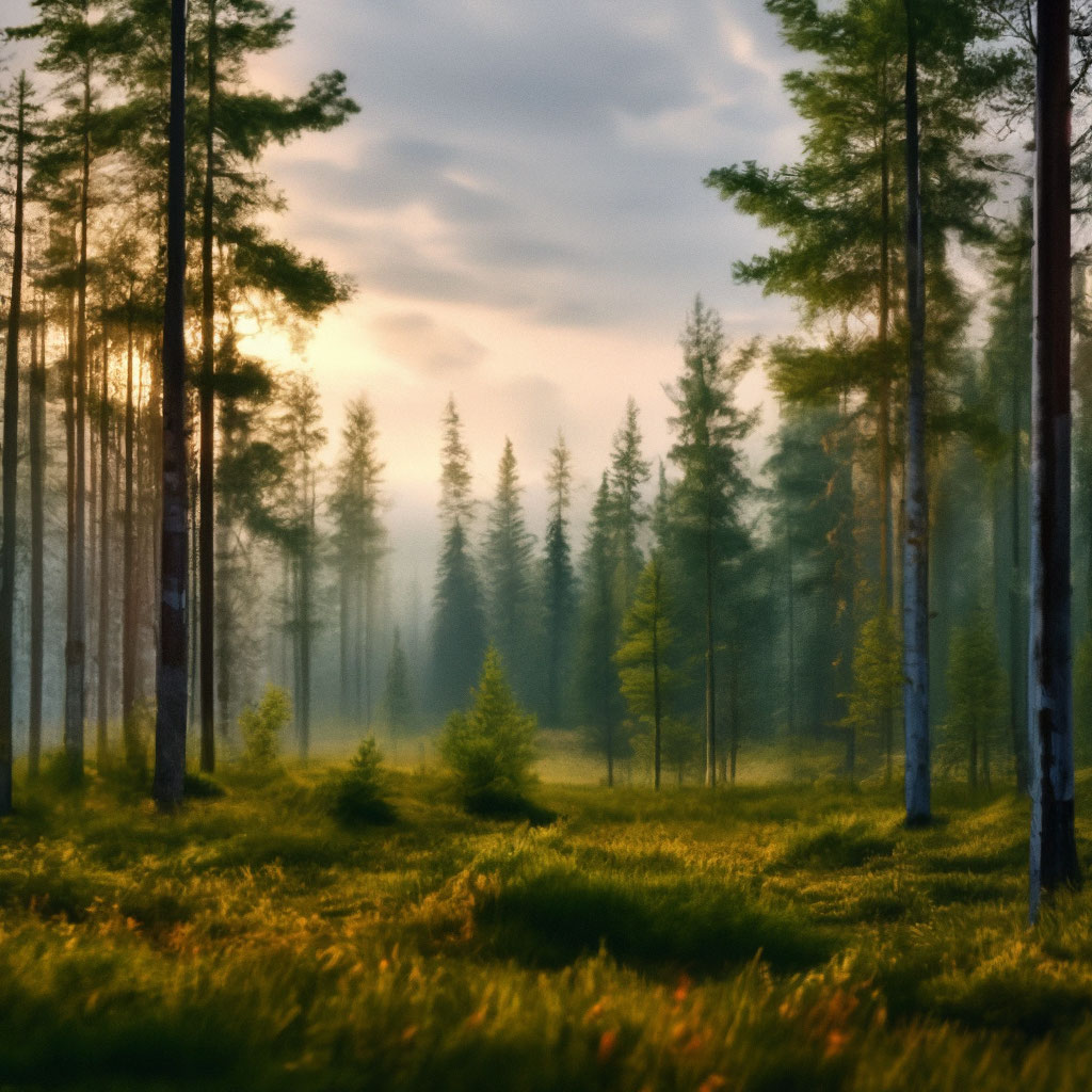 Природа, таёжный утренний лес, …» — создано в Шедевруме