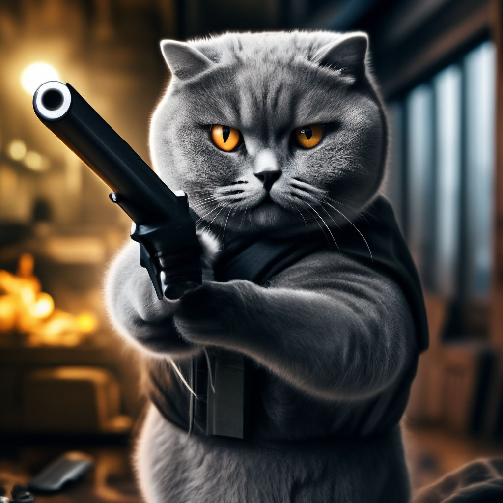 Кошка с пистолетом