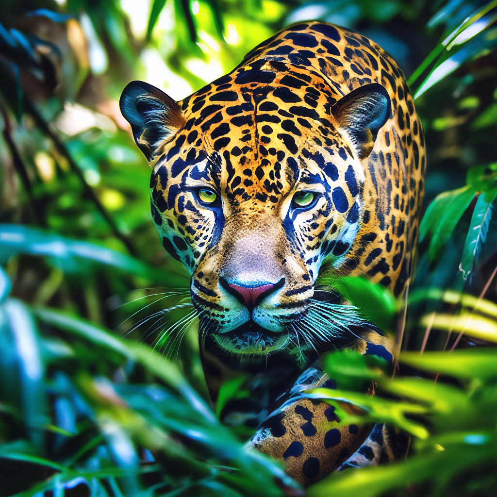 A 4K ultra HD mobile wallpaper depicting a powerful and agile Black  Panther, stealthily prowling through the dense undergrowth of a tropical  rainforest, its mesmerizing green eyes piercing through the darkness