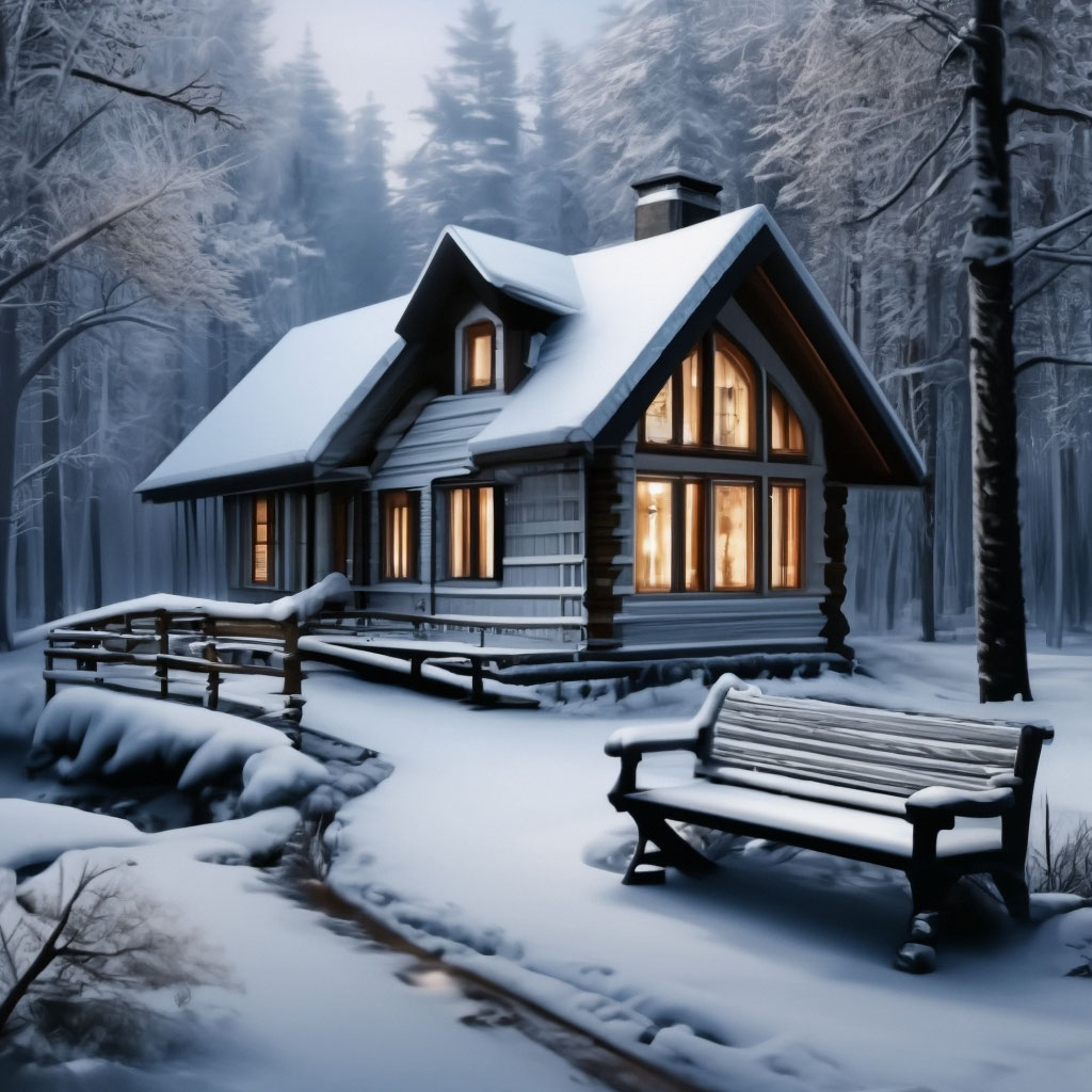 Дом в лесу зимой (101 фото)