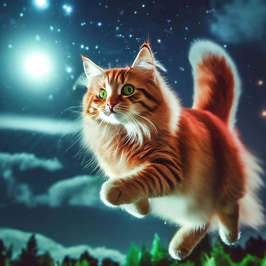 Красивая волшебная рыжая кошка с …» — создано в Шедевруме