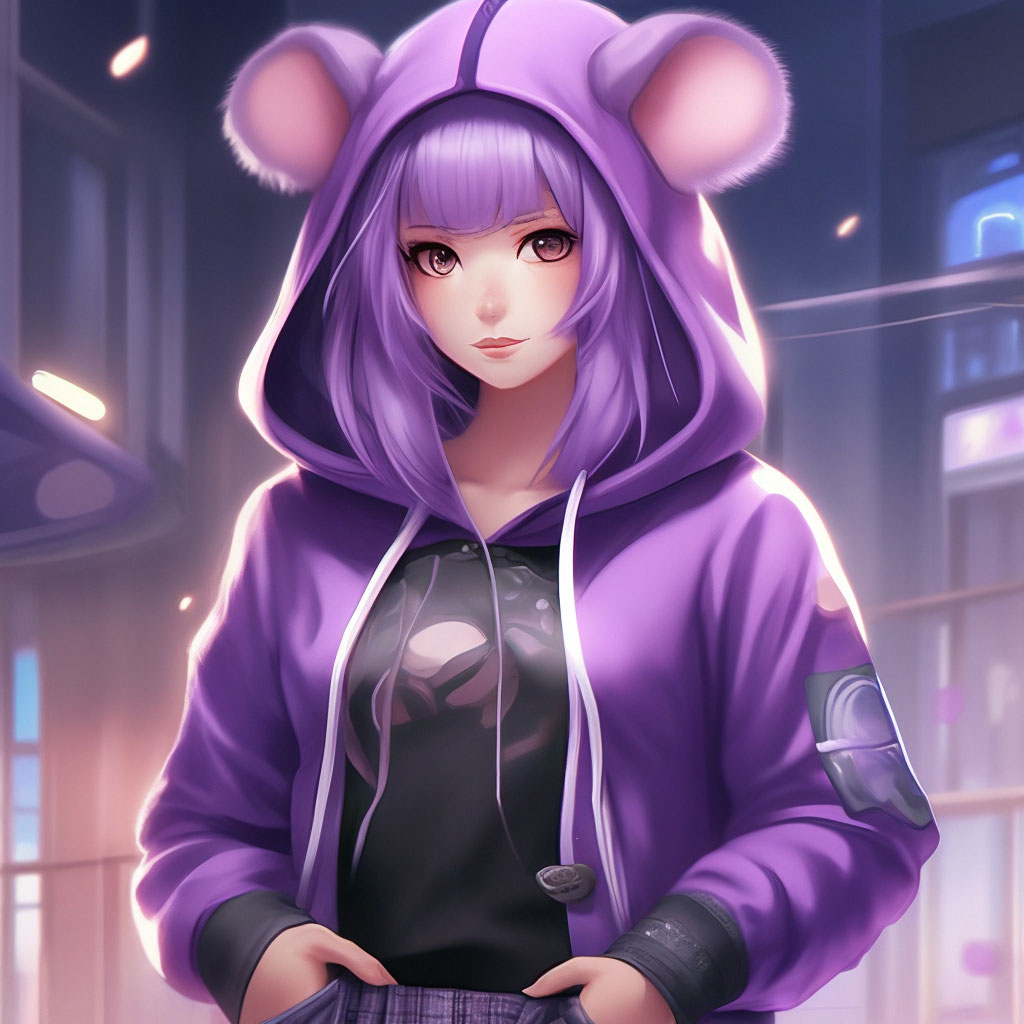 Anime girl with hamster hoodie best sale