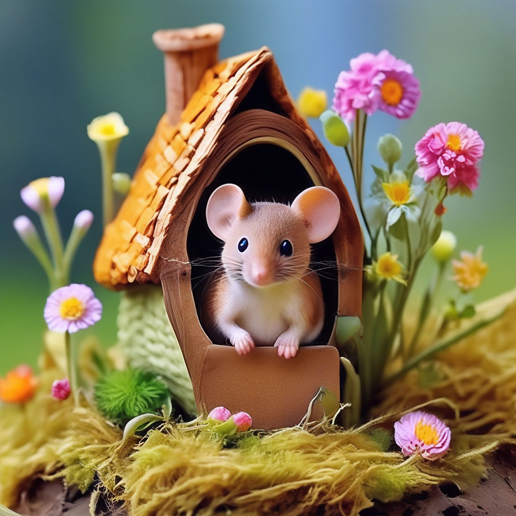 Little mouse's house, mouse looks …» — создано в Шедевруме