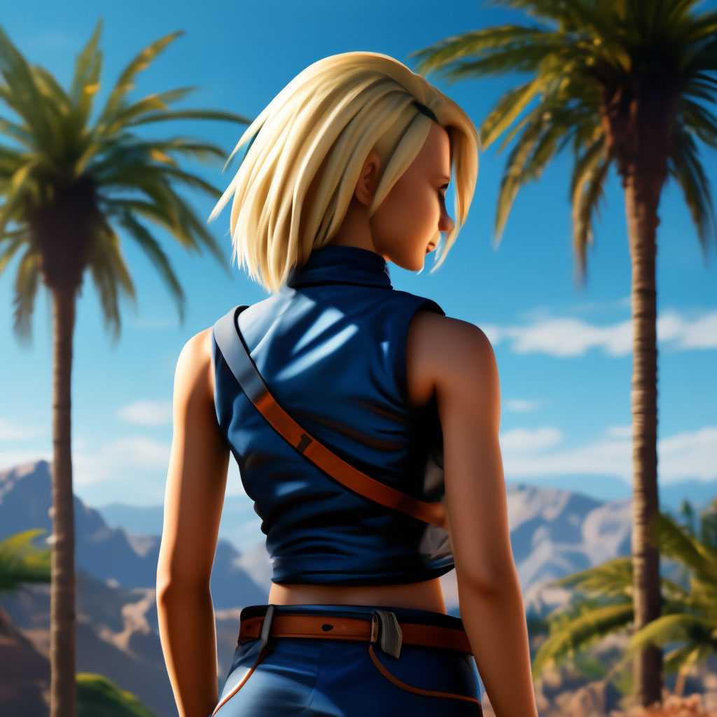 Android 18, аниме Dragon Ball, стоит…» — создано в Шедевруме