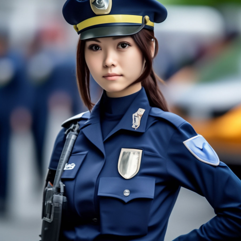 Красивая аниме девушка в полицейской…» — создано в Шедевруме