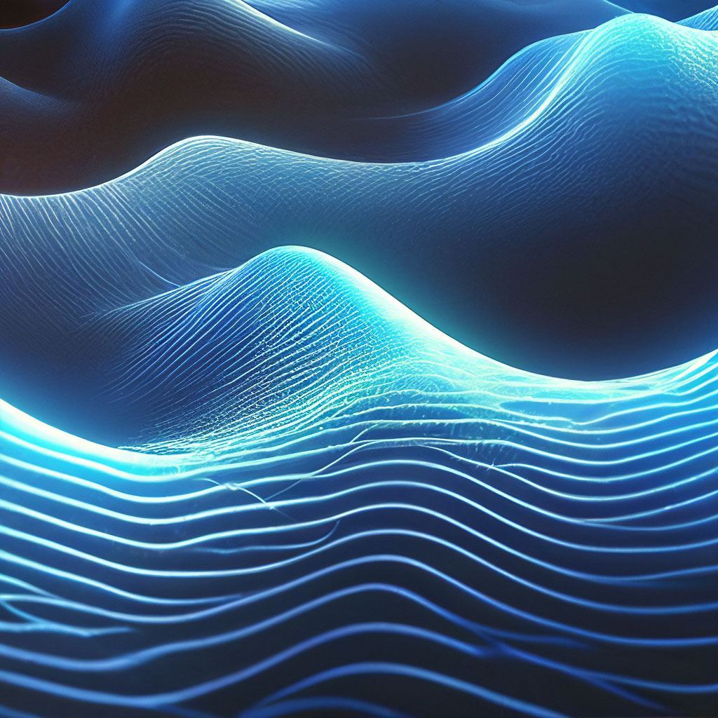 Волновые линии, синий, голубой цвет…» — создано в Шедевруме