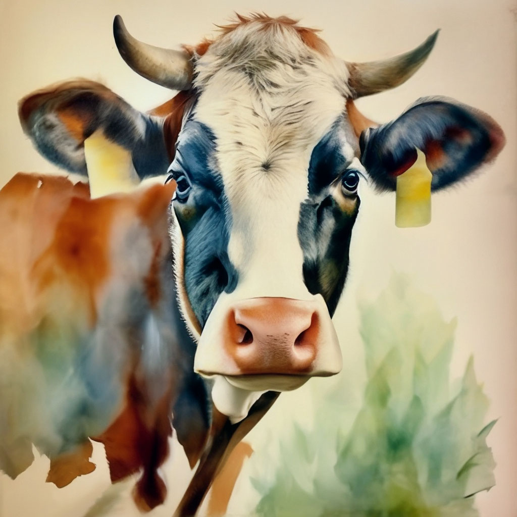 Корова акварель» — создано в Шедевруме