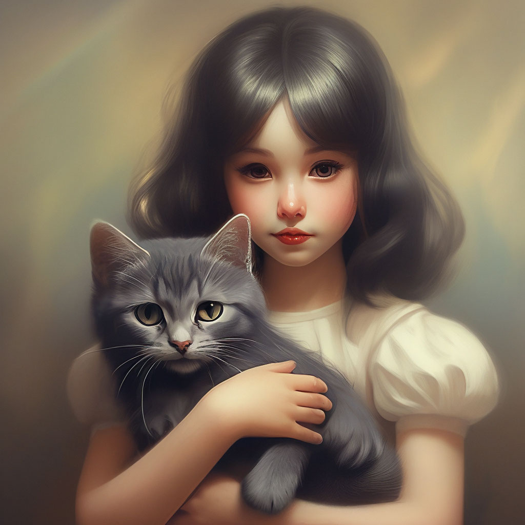 Девочка с кошкой картинка