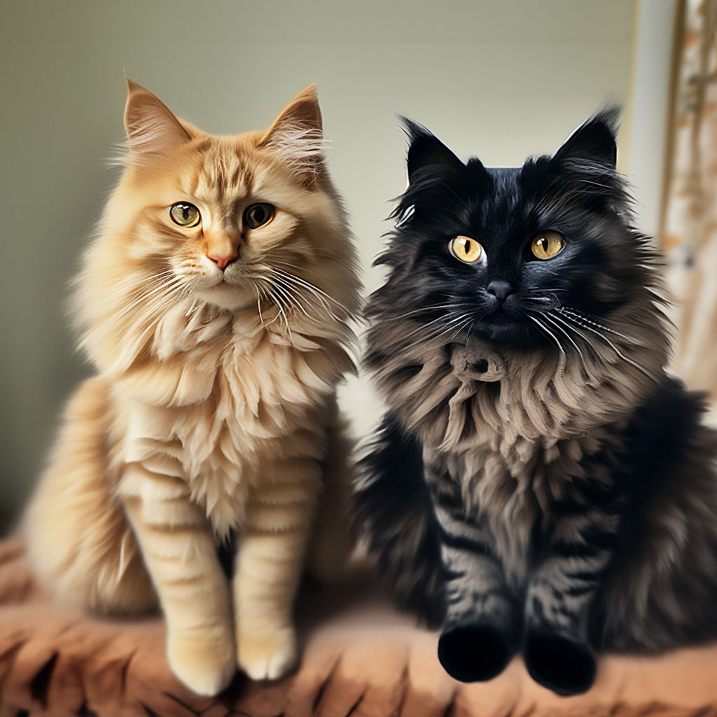Две кучерявые кудрявые кошки, черная…» — создано в Шедевруме