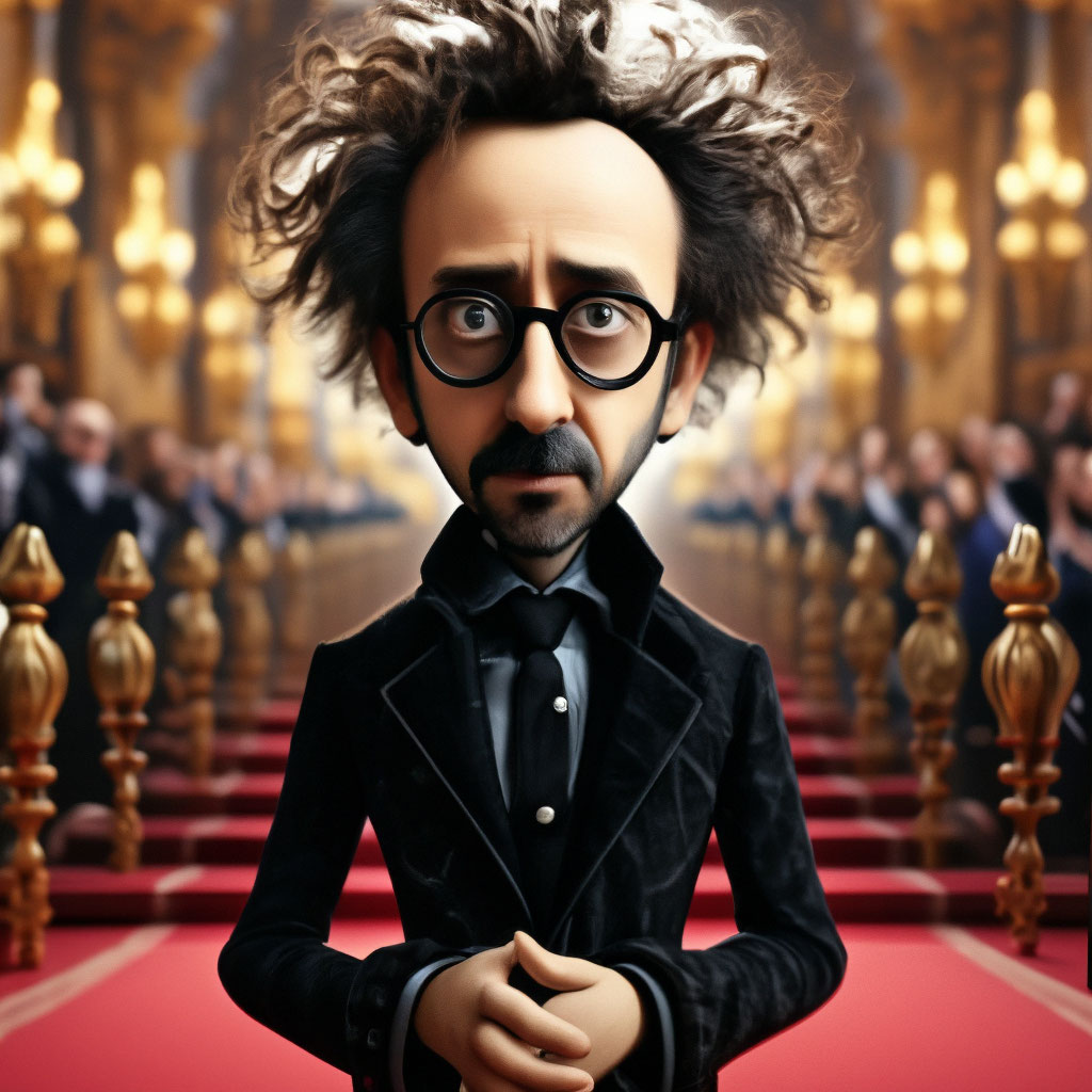 Cartoon tim burton with glasses on