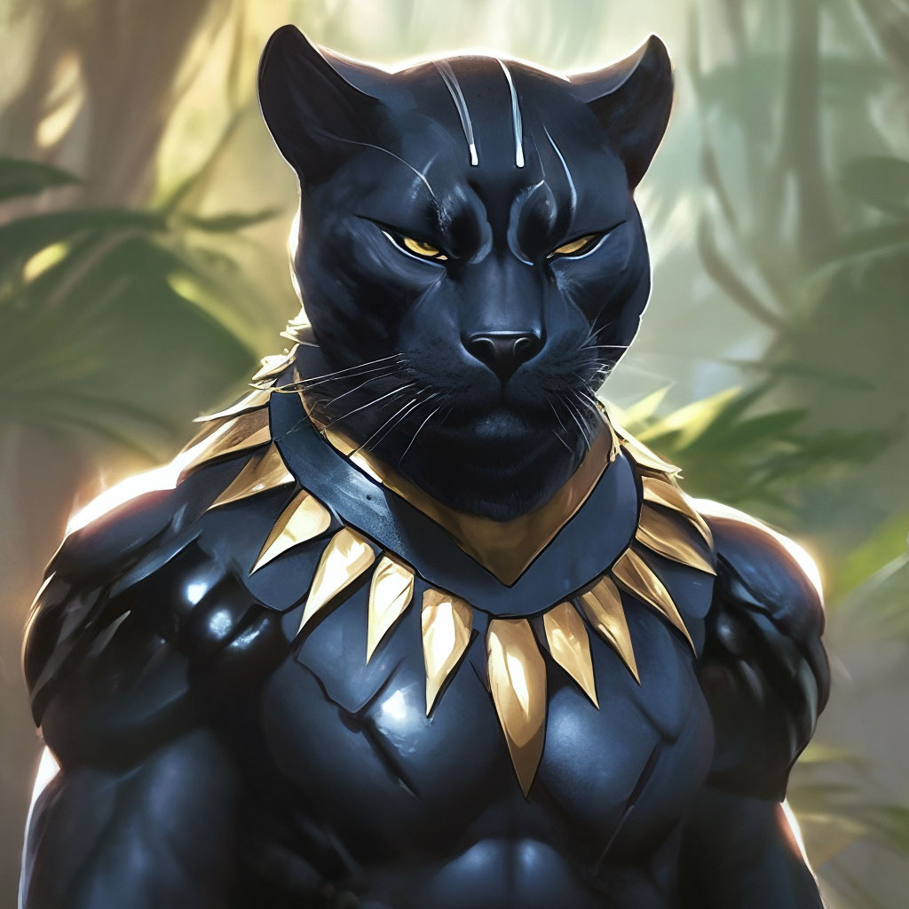 Гибрид кот + черная пантера гротеск …» — создано в Шедевруме