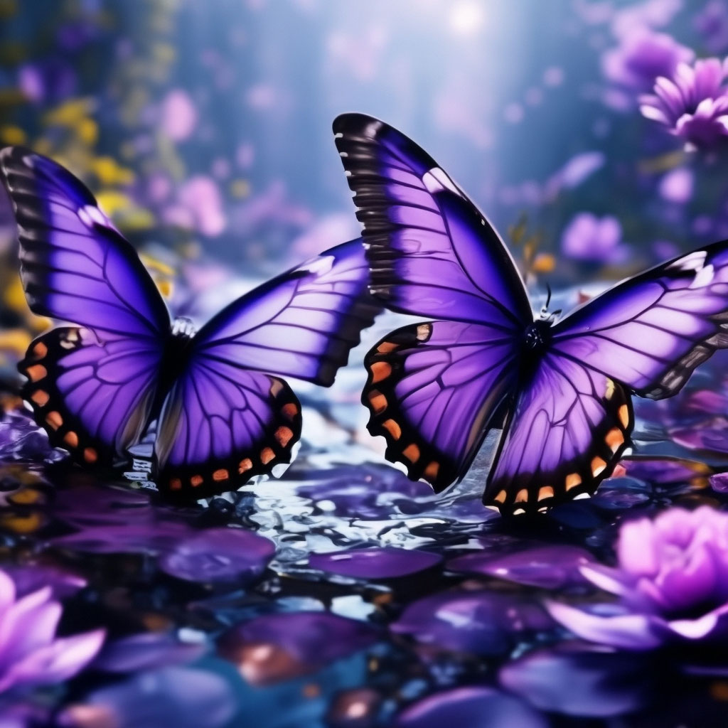 Фиолетовые бабочки, над сиренью гипер…» — создано в Шедевруме