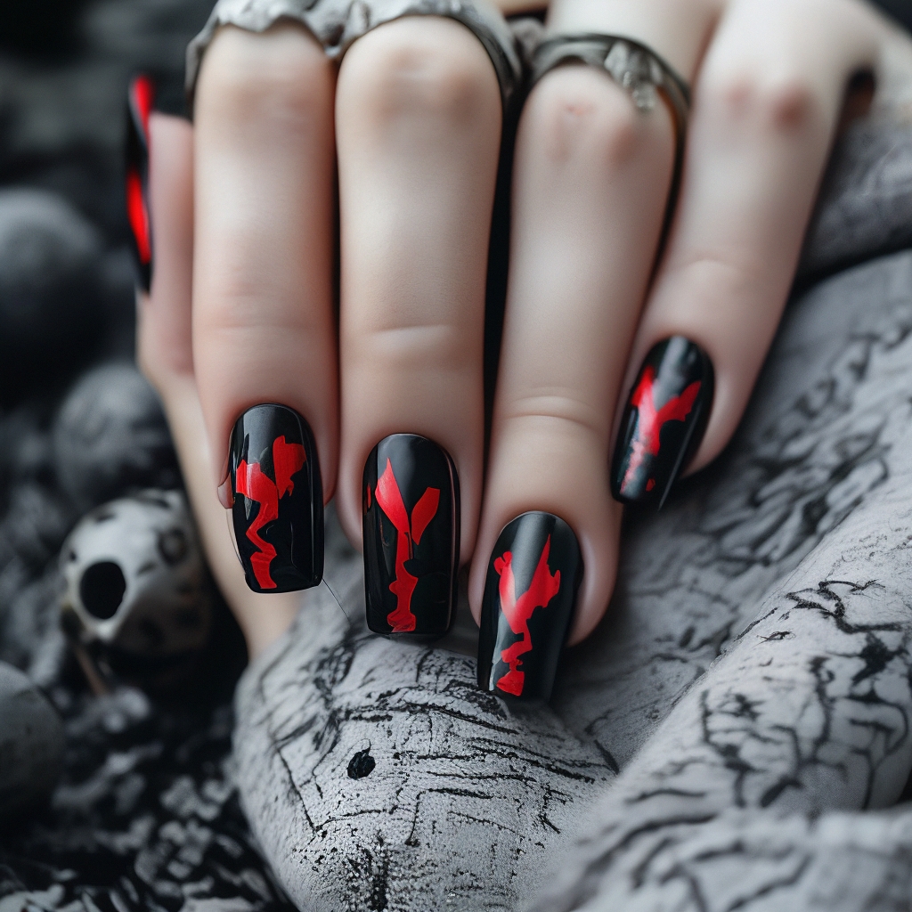 Дизайн ногтей в черных цветах
