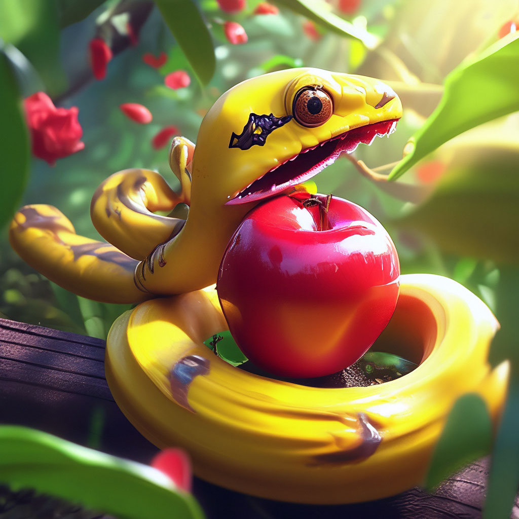 «Эпическая милая змея банан 🐍🍌 …» — создано в Шедевруме