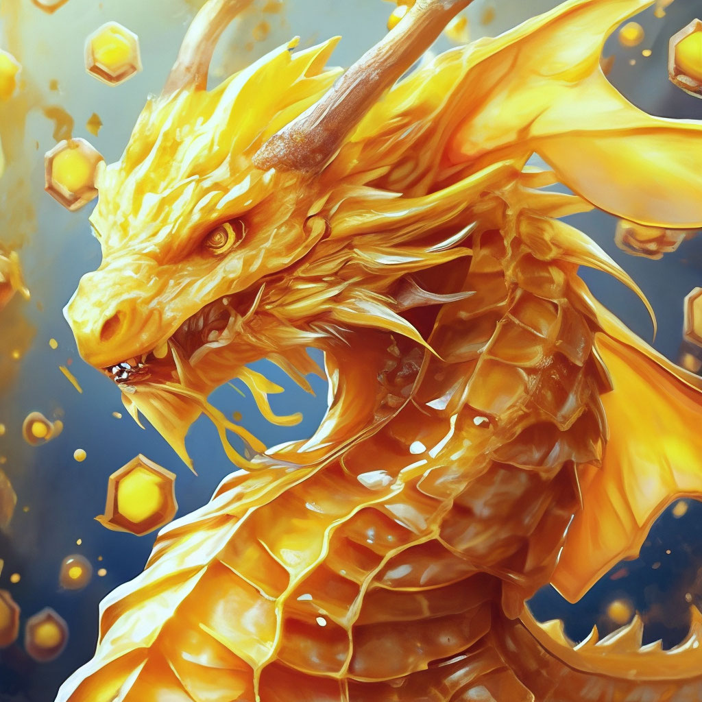 "Honey dragon, honeycomb, anime style" — image created in Shedevrum