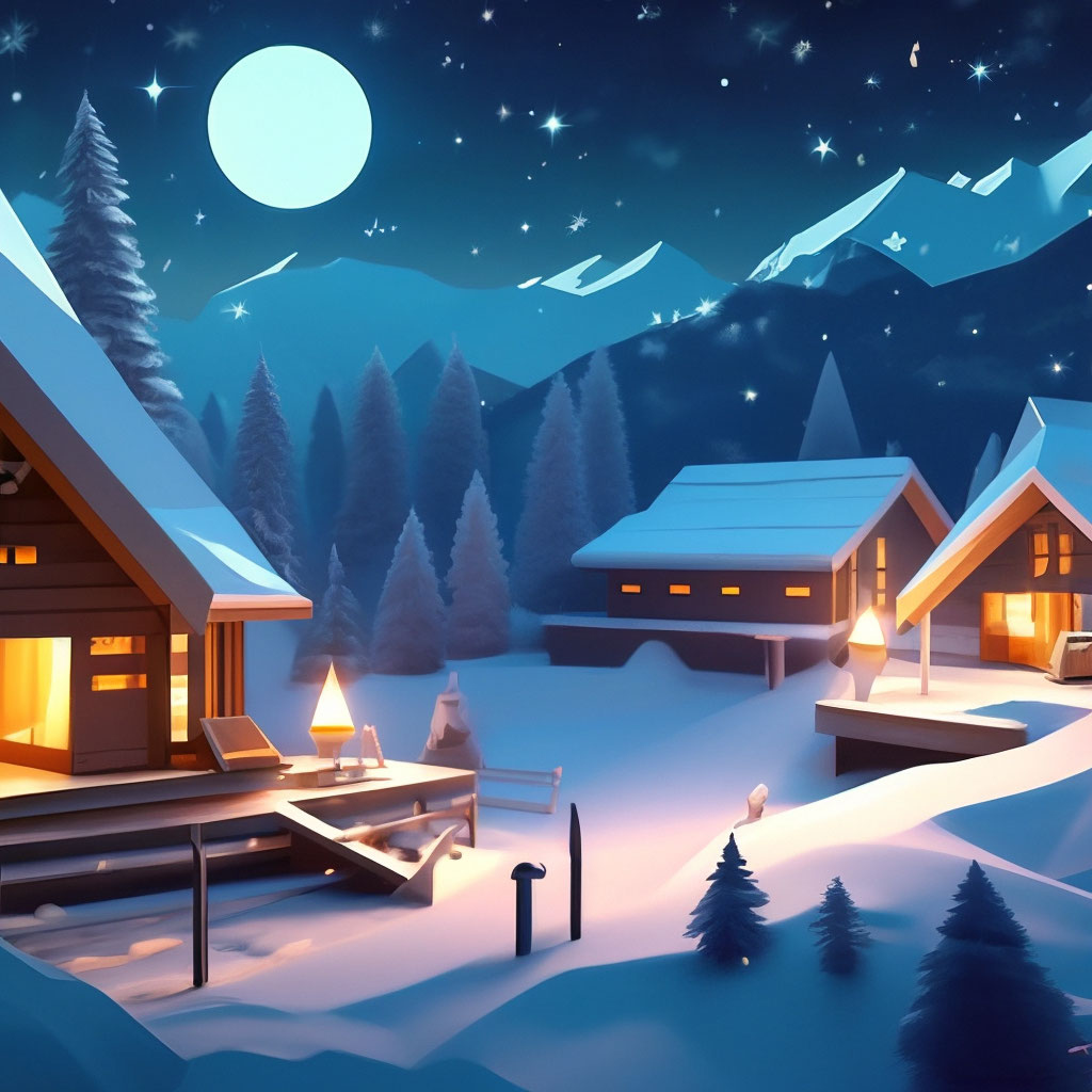Новогодняя открытка «Зимняя ночь»