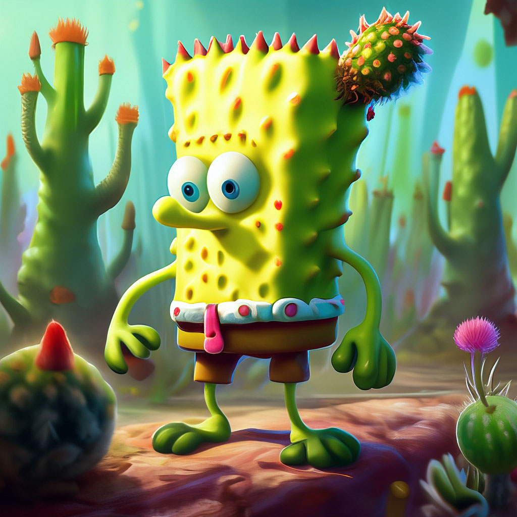 Spongebob cactus"  image created in Shedevrum