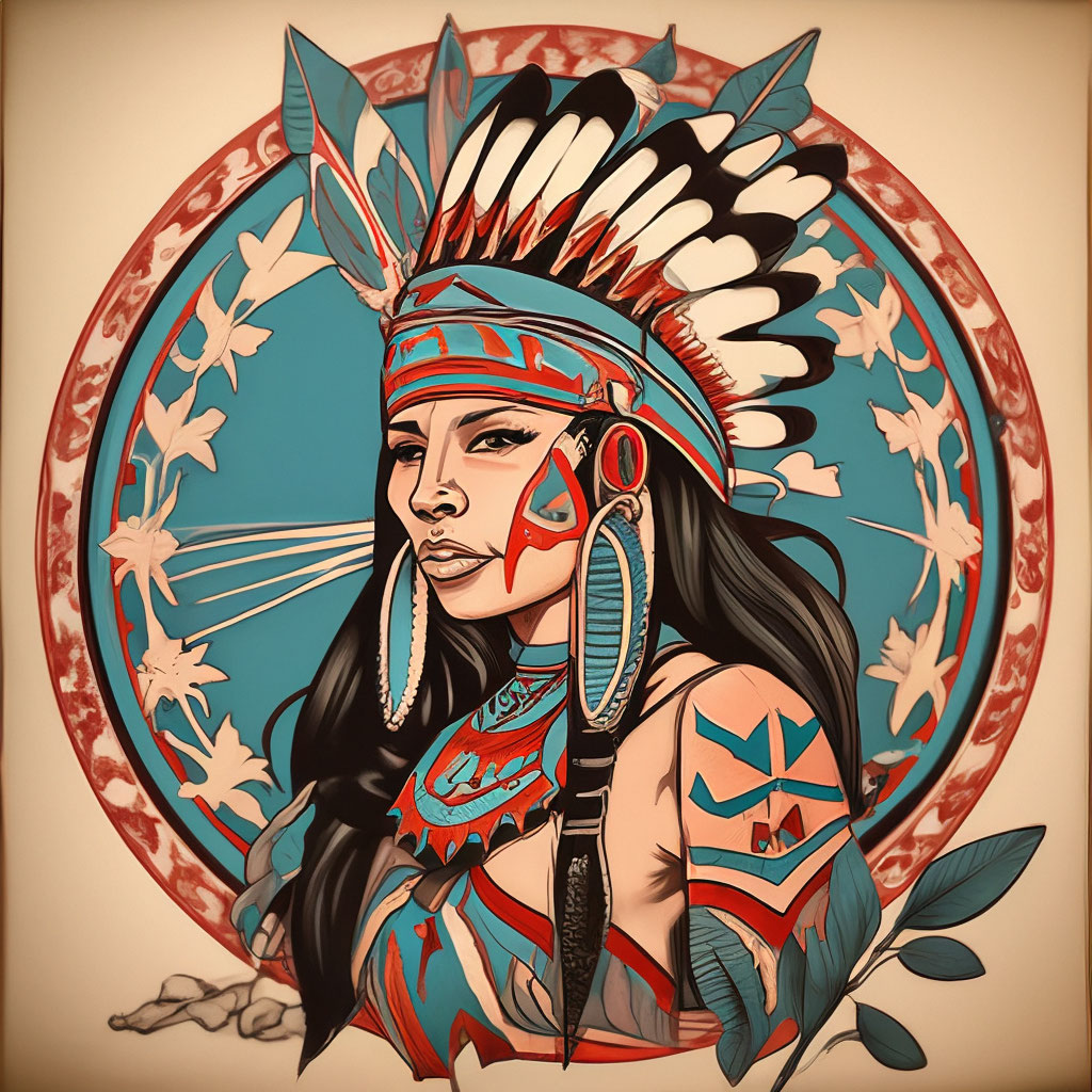 Tribal Cherokee Indian Tattoo Idea - BlackInk AI