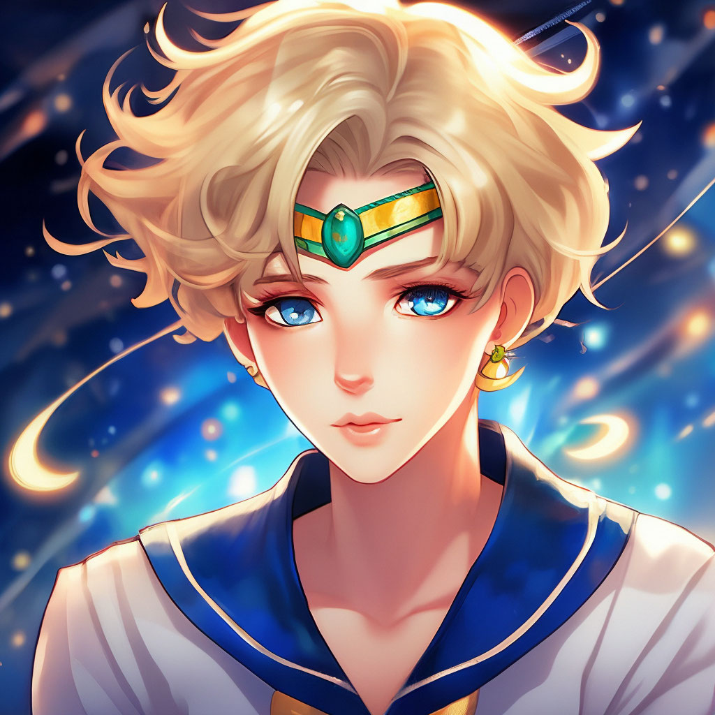 Sailor Uranus - член команды Сейлор воинов, обладает способностью  контролировать воду, имеет длинные светлые волосы, голубые глаза, носит  матросскую форму, высокие каблуки» — создано в Шедевруме