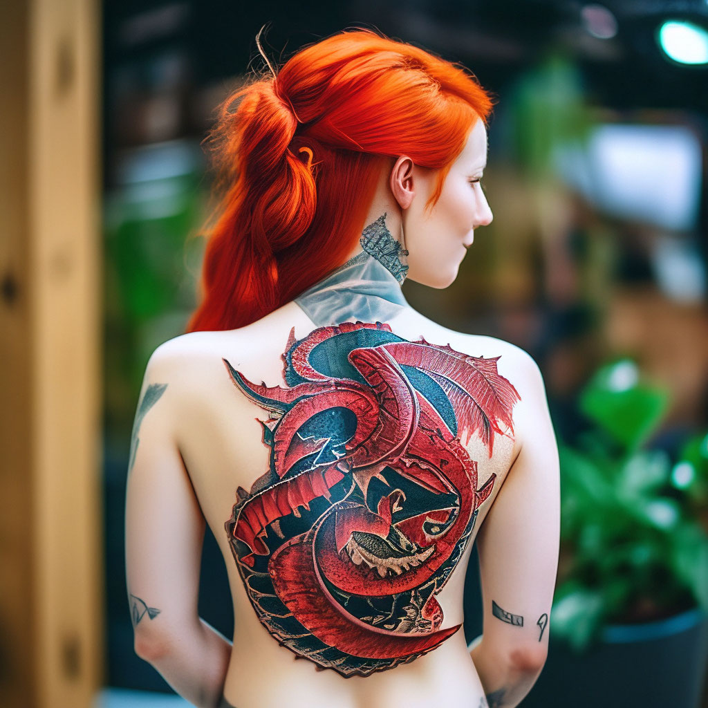 Рыжая девушка с татуировкой (46 фото)