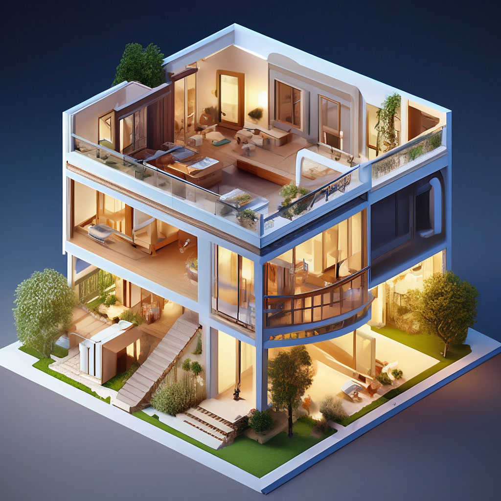 Проекты домов и коттеджей 3D