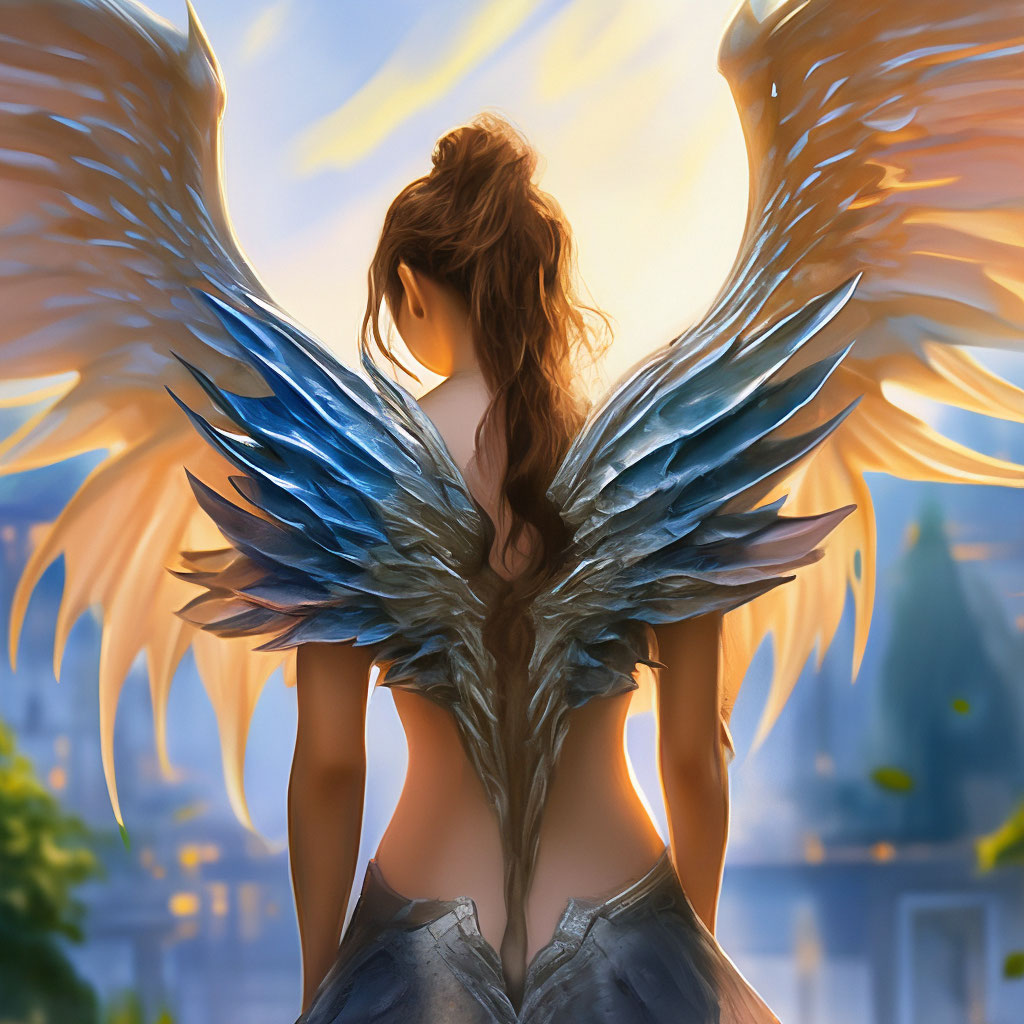 Голая девушка с крыльями за спиной