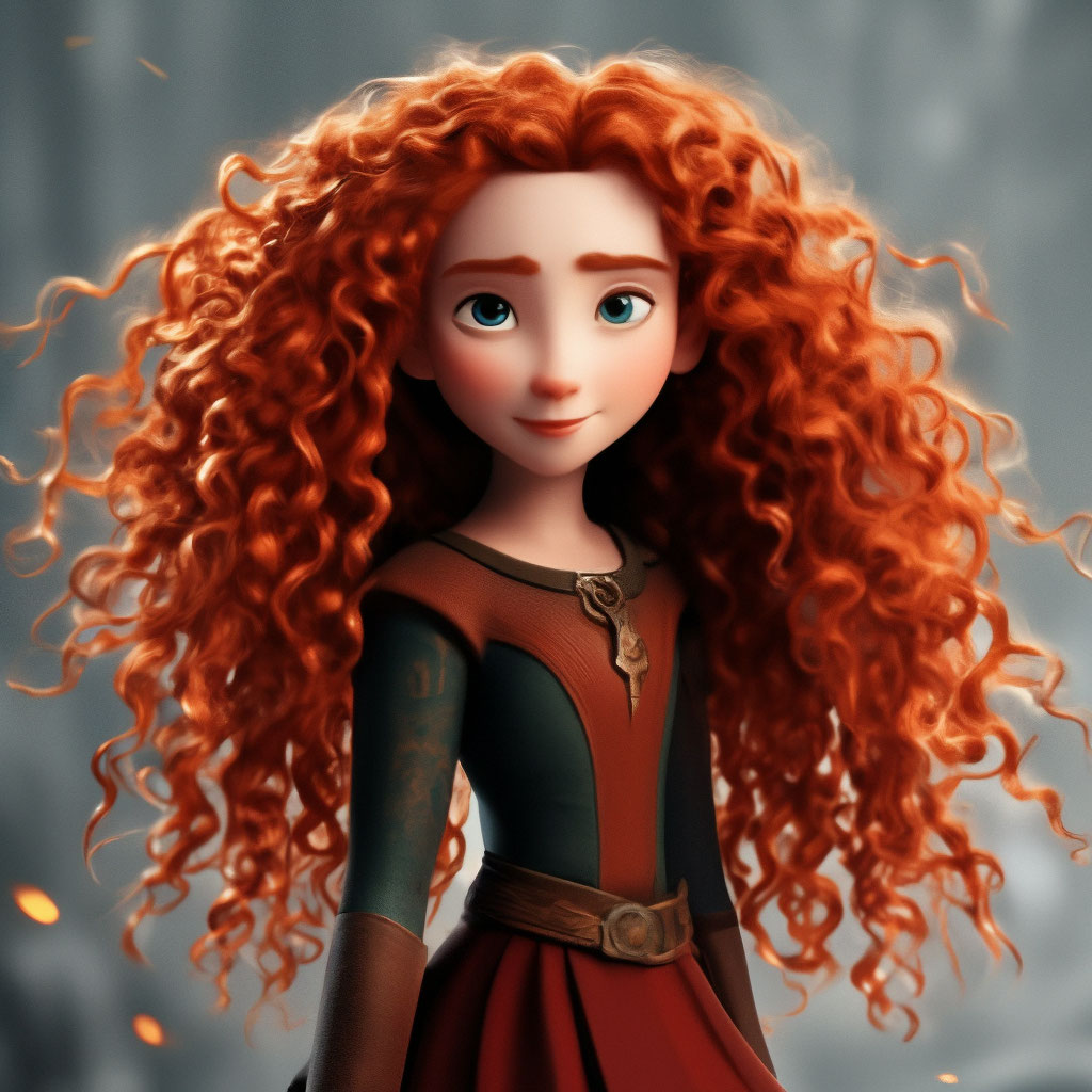 Character: Cartoon girl with long red…
