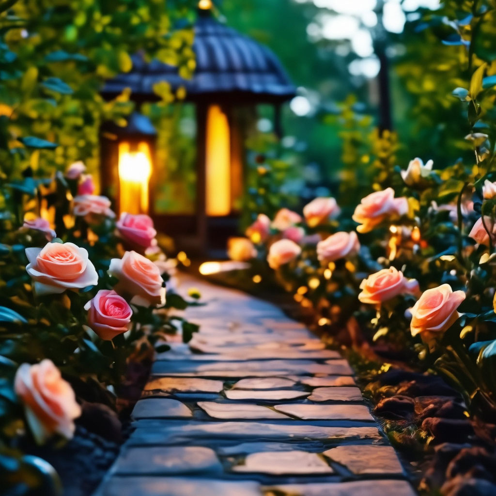 Фото оформления садовых дорожек цветами и декоративными растениями