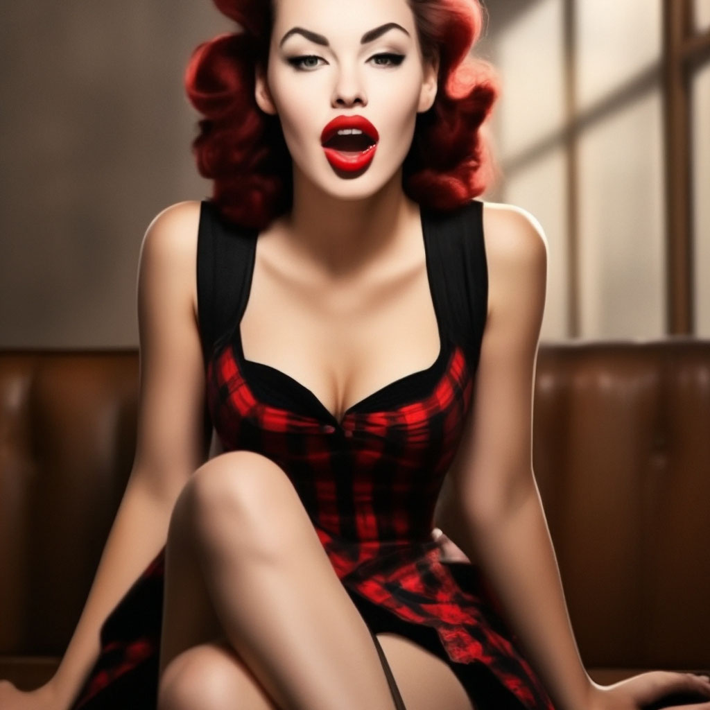 Rockabilly girl целует воздух и …» — создано в Шедевруме