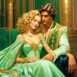 «A gorgeous beauty with golden curls, big green eyes in a chic mint ...