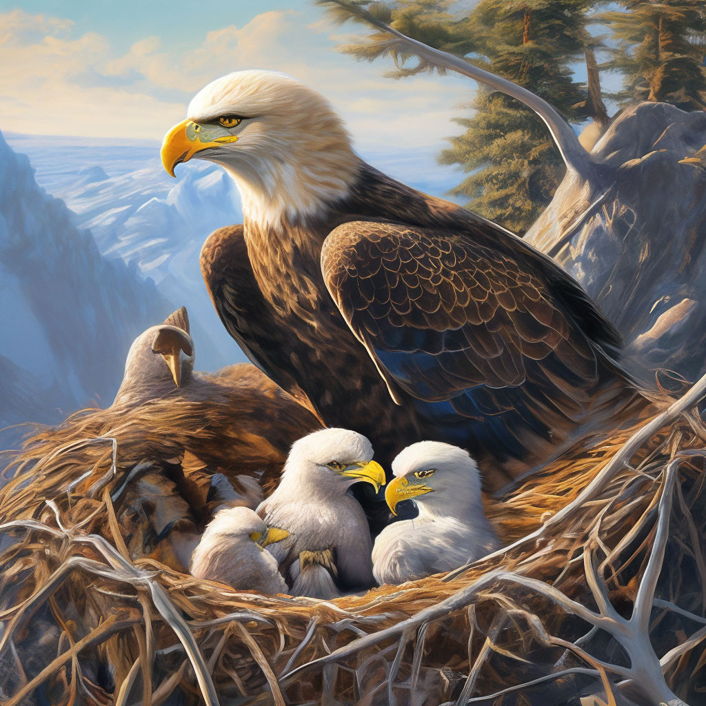 Гнездо орлицы и её детёнышей» — создано в Шедевруме