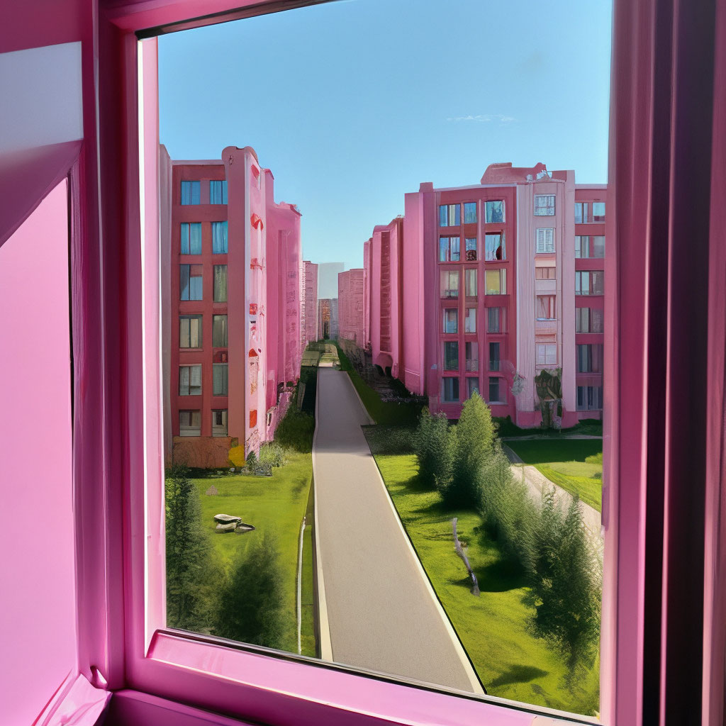 Вид из окна на панельные дома, …» — создано в Шедевруме