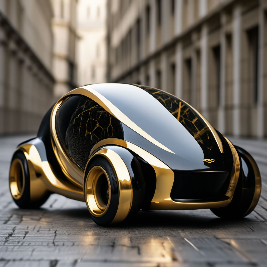 Futuristic+retro mini car, черный …» — создано в Шедевруме