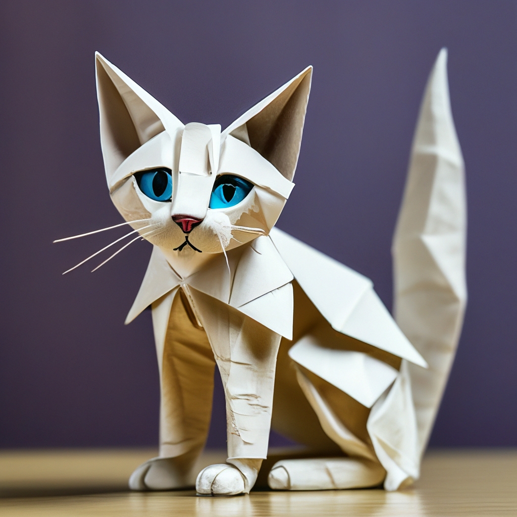 Оригами-кошка из бумаги