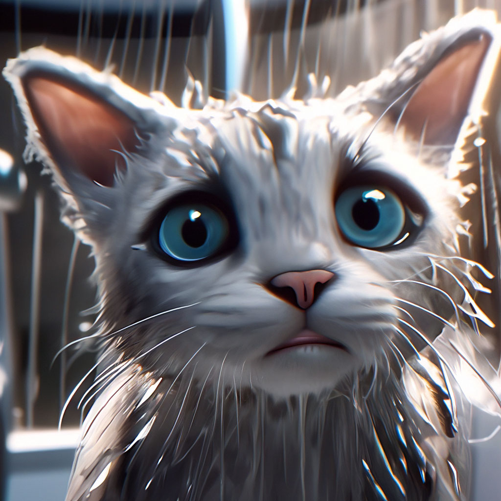 Котик мокрый кот с большими …» — создано в Шедевруме