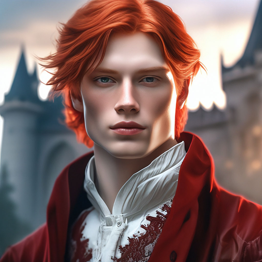 «Рыжий парень на фоне замка в …» — создано в Шедевруме