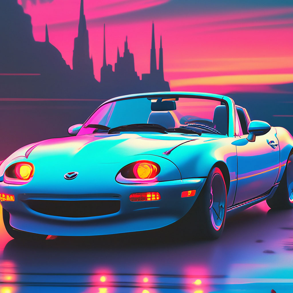 «Мазда MX5 с милыми фарами» — создано в Шедевруме