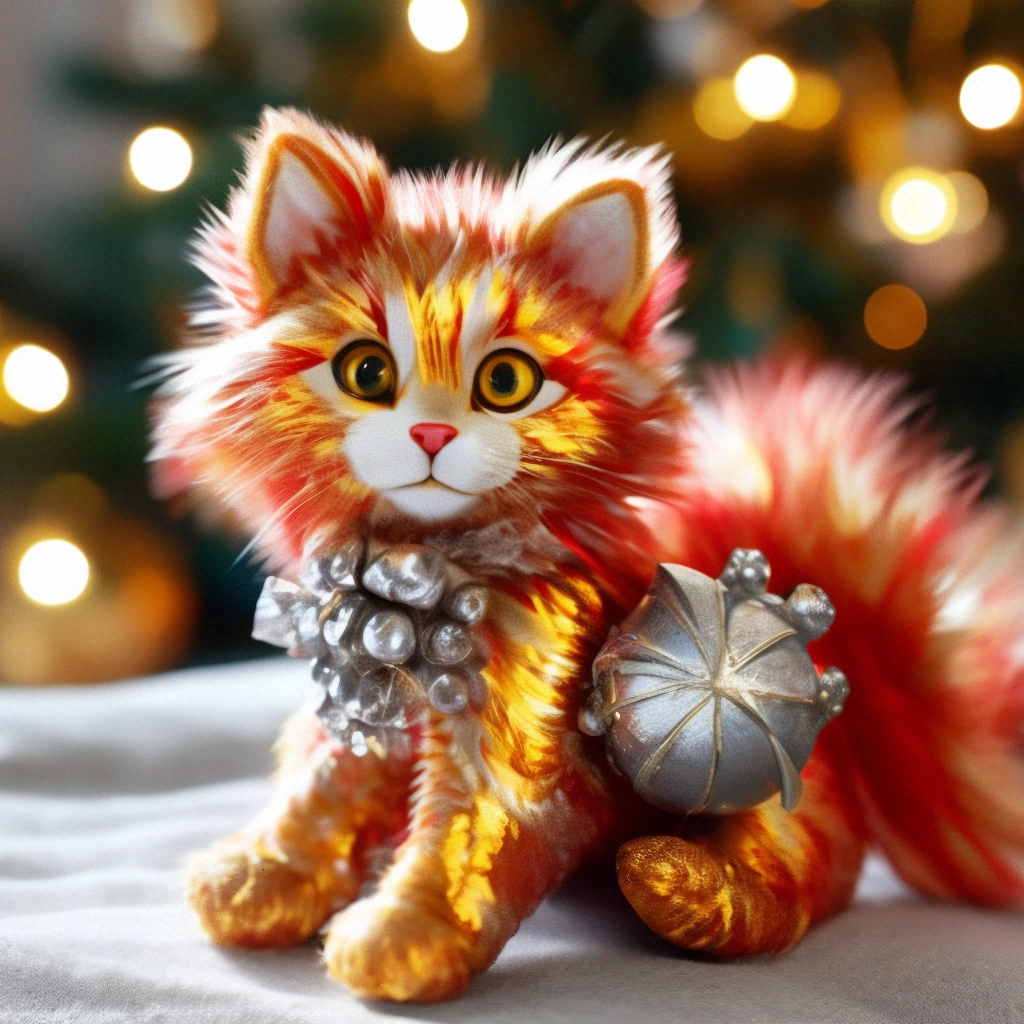 "Very fluffy red cat yellow eyes, hyperrealism, lots of details ...