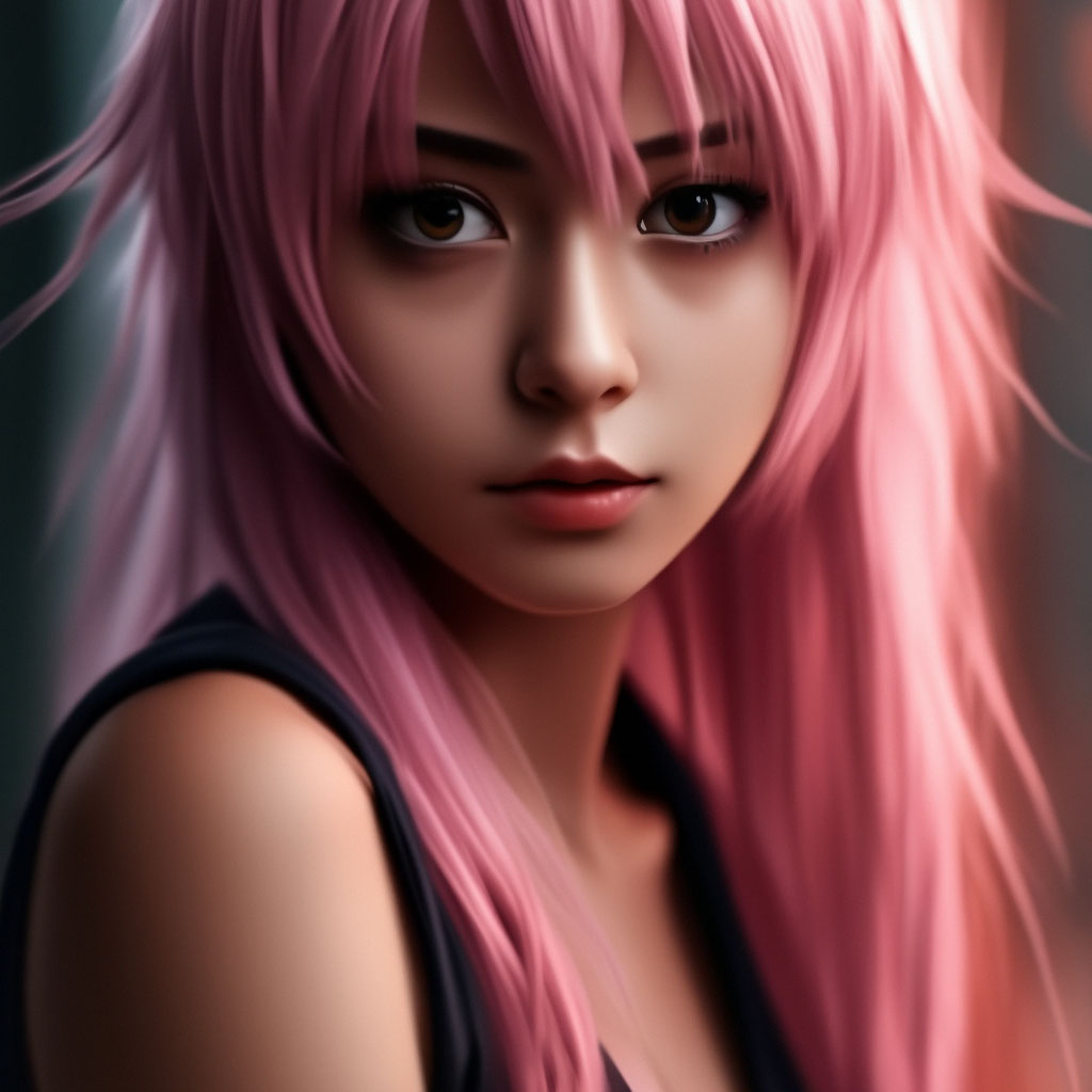 ani yandere girl, pink hair, …» — создано в Шедевруме