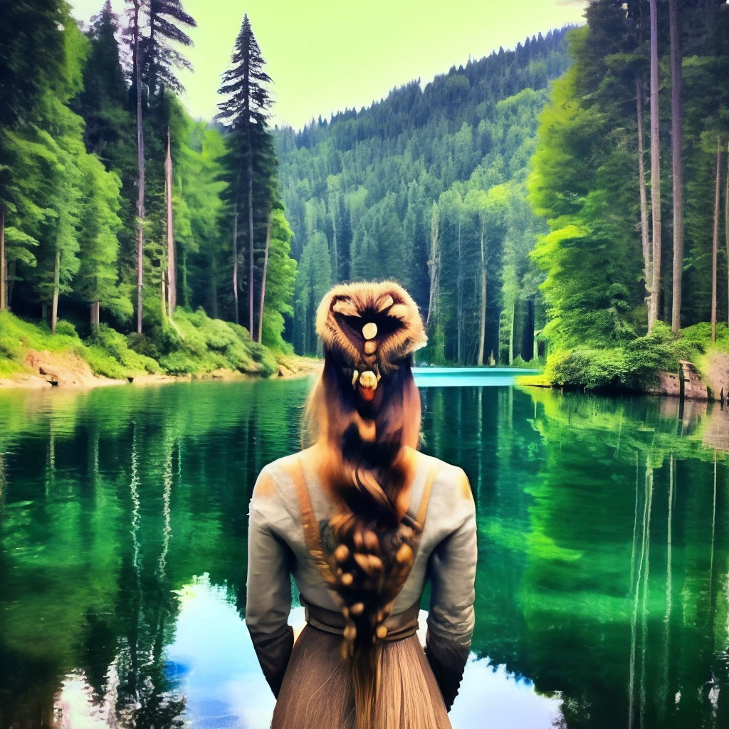 "Hairstyle lake in the forest" - image created in Shedevrum