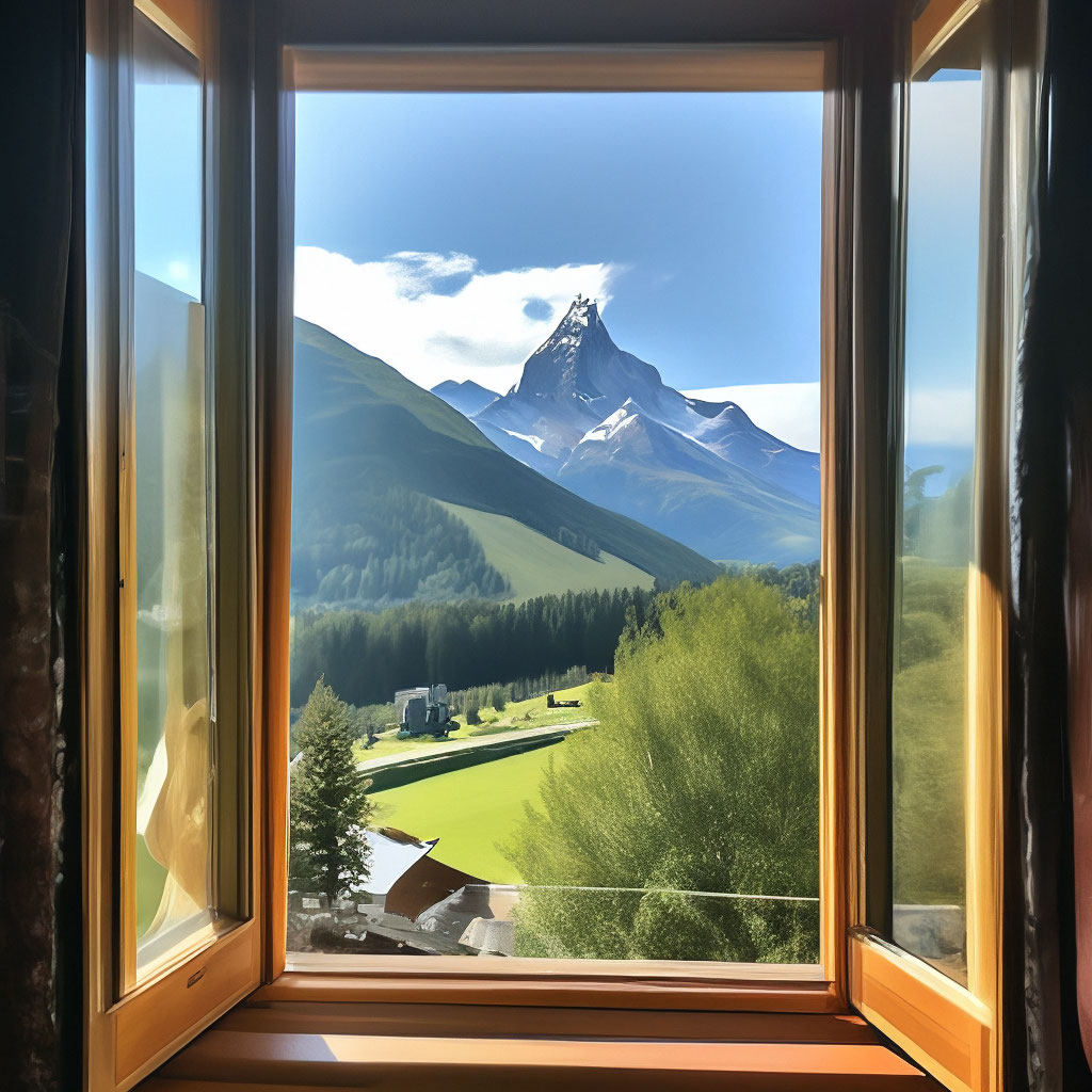 Вид из окна на горы» — создано в Шедевруме