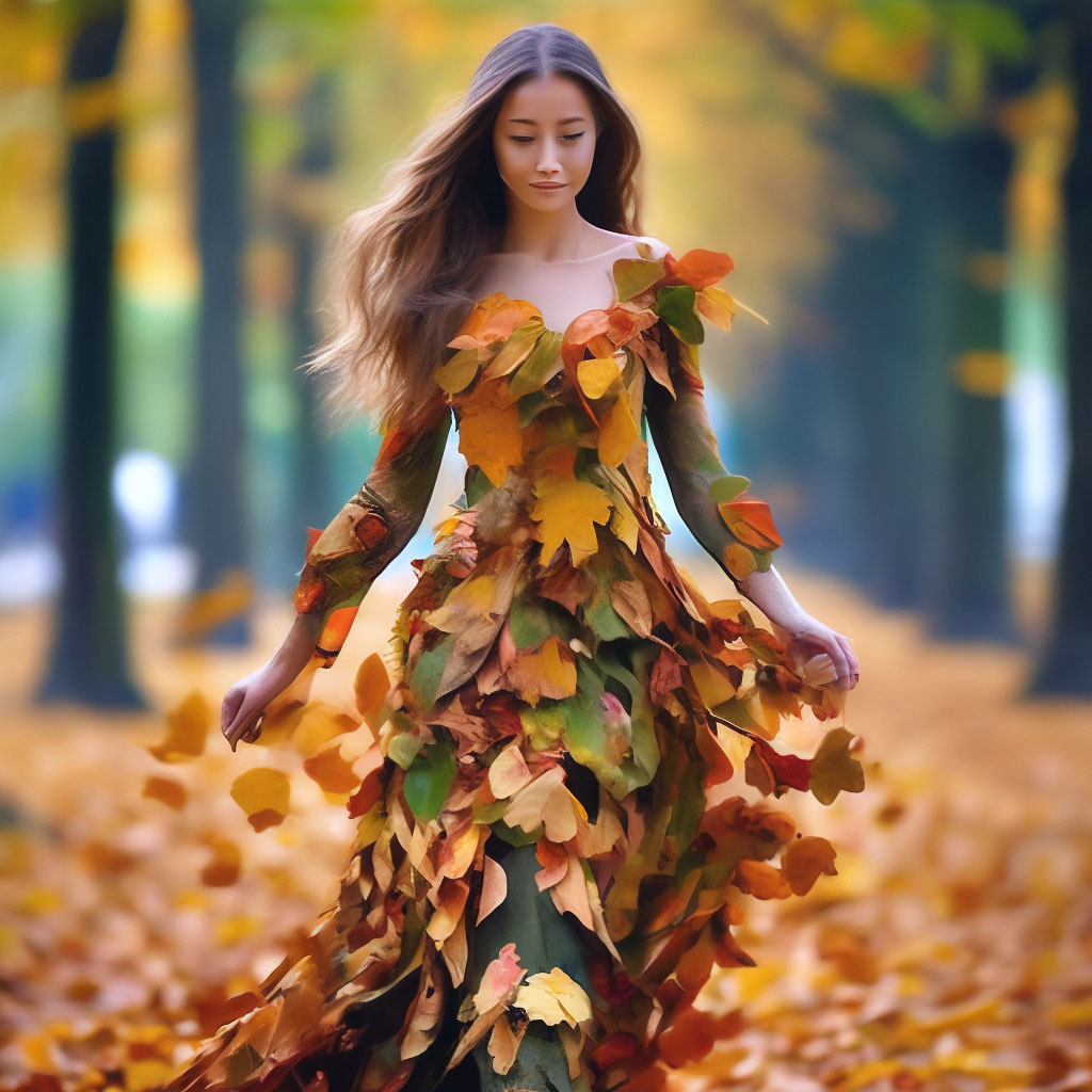 Детское платье 3D осенние листья клён и дуб