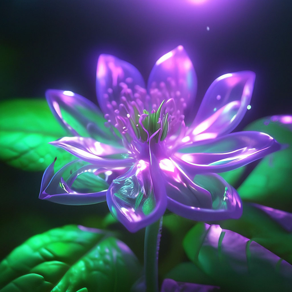 Зеленый Лист Растения Фиолетовые Цветы